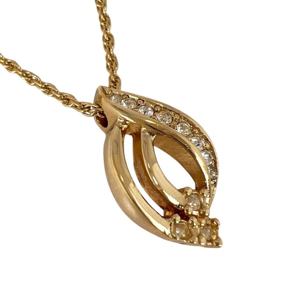 Dior Leaf Motif Necklace, GP Rhinestone, Gold, Women's